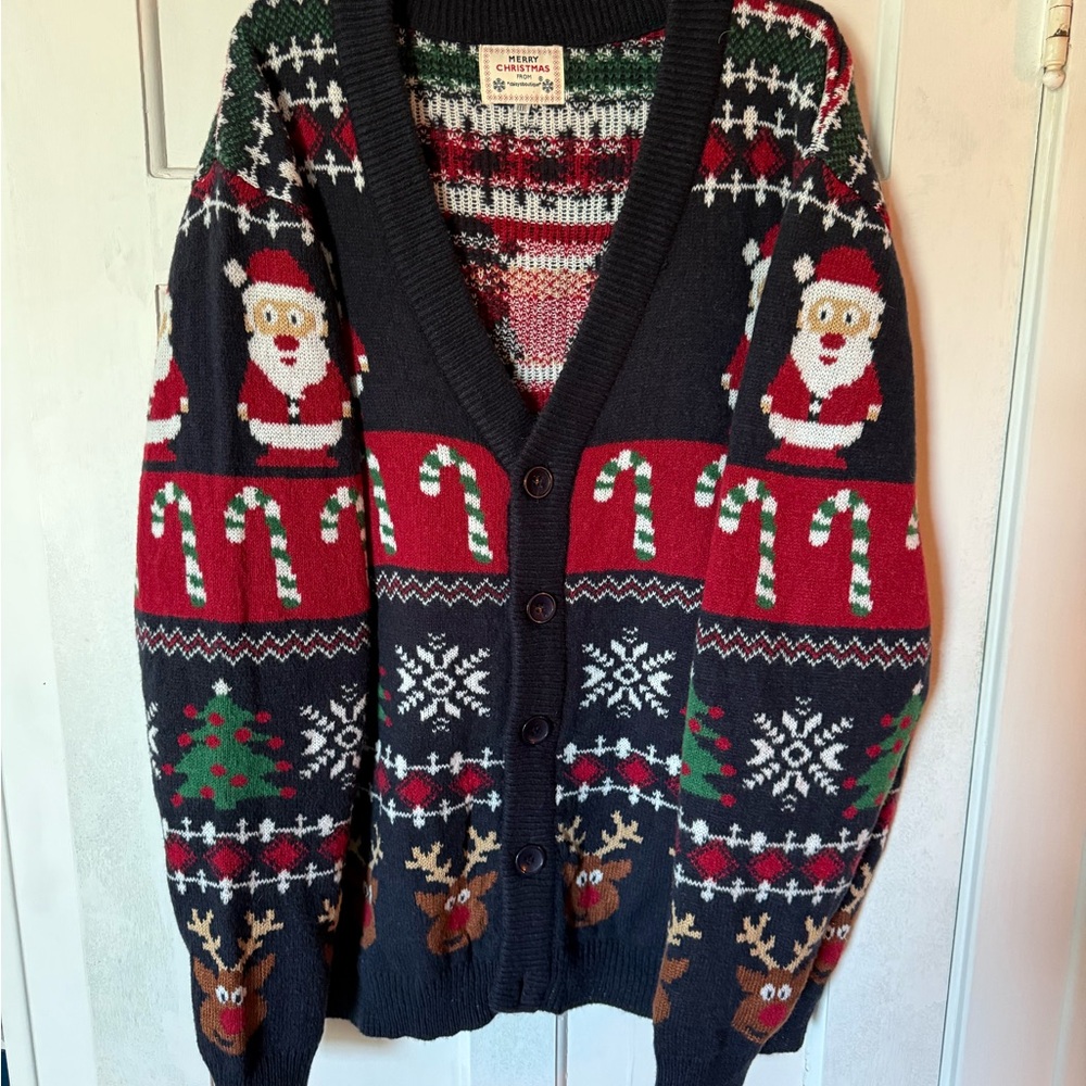 Daisys Boutique Black and Red Holiday Cardigan